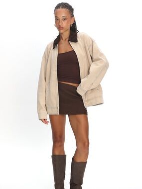 Lioness Workwear Jacket Stone 100% Cotton Utility Buckle Size Large NWOT